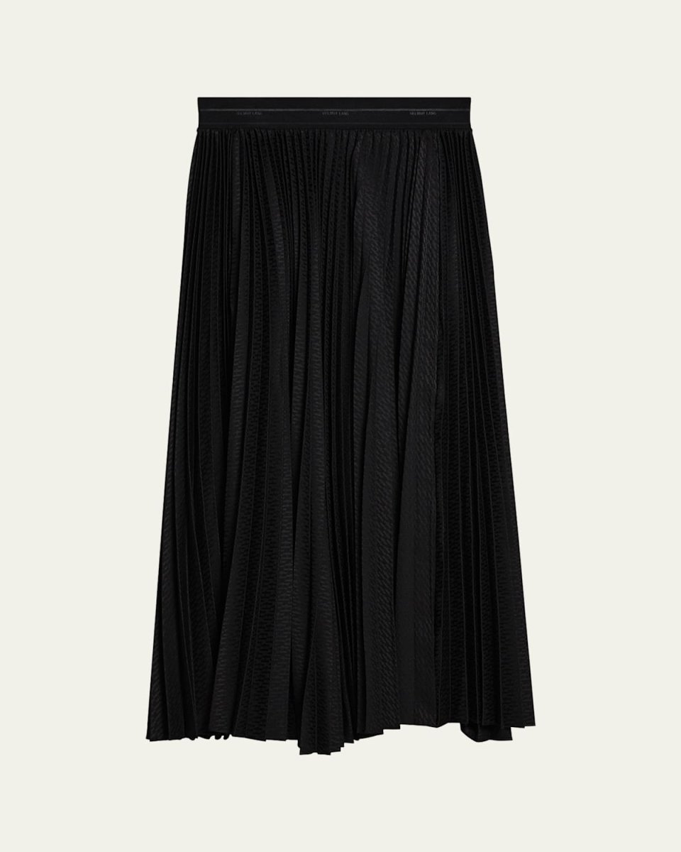 Logo Waistband Pleated Maxi Skirt